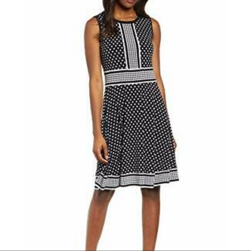 Michael Kors Polka-dot Print Sleeveless Midi Dress